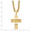 Lex & Lu Chisel Stainless Steel Gold Plated Cross Pendant Necklace 24'' - 5 - Lex & Lu