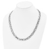 Lex & Lu Chisel Stainless Steel Polished Open Links Necklace 24'' - 5 - Lex & Lu