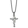 Lex & Lu Chisel Stainless Steel Black Plated and Grey Accent Cross Necklace 18'' - 3 - Lex & Lu