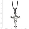 Lex & Lu Chisel Stainless Steel Black Plated and Grey Accent Cross Necklace 18'' - 5 - Lex & Lu