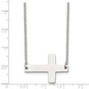 Lex & Lu Chisel Stainless Steel Polished Sideways Cross Necklace 21.25'' - 3 - Lex & Lu