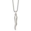 Lex & Lu Chisel Stainless Steel Italian Horn Necklace 22'' - Lex & Lu