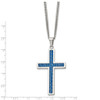 Lex & Lu Chisel Stainless Steel Blue Carbon Fiber Inlay Large Cross Necklace 22'' - 3 - Lex & Lu