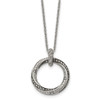 Lex & Lu Chisel Stainless Steel Black/Clear CZ Antiqued Circle Necklace 18'' - Lex & Lu