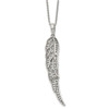 Lex & Lu Chisel Stainless Steel CZ Wing Necklace 20'' - Lex & Lu