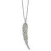 Lex & Lu Chisel Stainless Steel CZ Wing Necklace 20'' - 3 - Lex & Lu