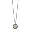 Lex & Lu Chisel Stainless Steel CZ w/Yellow Plated Antiqued Circle Necklace 18'' - 3 - Lex & Lu