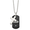 Lex & Lu Chisel Stainless Steel Black Plated Dog Tag w/CZ Cross Necklace 22'' - Lex & Lu