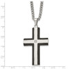 Lex & Lu Chisel Stainless Steel Brushed & Black Plated Cross w/CZ Necklace 22'' - 5 - Lex & Lu