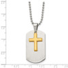 Lex & Lu Chisel Stainless Steel Dog Tag Yellow Plated Brushed Cross Necklace 22'' - 5 - Lex & Lu