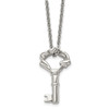 Lex & Lu Chisel Stainless Steel Polished Fancy Key Pendant Necklace 18'' - Lex & Lu