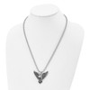 Lex & Lu Chisel Stainless Steel Antiqued Skull w/Wings Polished Necklace 22'' - 4 - Lex & Lu