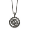 Lex & Lu Chisel Stainless Steel Marcasite and Antiqued Swirl Necklace 18'' - Lex & Lu