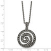 Lex & Lu Chisel Stainless Steel Marcasite and Antiqued Swirl Necklace 18'' - 5 - Lex & Lu