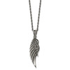 Lex & Lu Chisel Stainless Steel Marcasite and Antiqued Wing Necklace 20'' - 3 - Lex & Lu