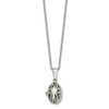 Lex & Lu Chisel Stainless Steel Polished and Antiqued Oval Magnetic Necklace 18'' - Lex & Lu