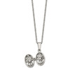 Lex & Lu Chisel Stainless Steel Polished and Antiqued Oval Magnetic Necklace 18'' - 3 - Lex & Lu