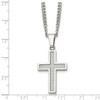 Lex & Lu Chisel Stainless Steel Grey Carbon Fiber Small Cross Necklace 20'' - 5 - Lex & Lu