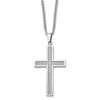 Lex & Lu Chisel Stainless Steel Grey Carbon Fiber Large Cross Necklace 20'' - Lex & Lu