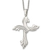 Lex & Lu Chisel Stainless Steel Polished w/CZs Cross Necklace 20'' - Lex & Lu