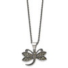 Lex & Lu Chisel Stainless Steel Butterfly Marcasite Necklace 18'' - 3 - Lex & Lu