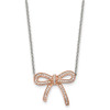 Lex & Lu Chisel Stainless Steel Crystal Polished Bow Necklace 16.25'' LAL39741 - Lex & Lu