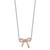 Lex & Lu Chisel Stainless Steel Crystal Polished Bow Necklace 16.25'' LAL39741 - 3 - Lex & Lu