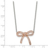 Lex & Lu Chisel Stainless Steel Crystal Polished Bow Necklace 16.25'' LAL39741 - 5 - Lex & Lu