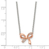 Lex & Lu Chisel Stainless Steel Polished CZ Bow Necklace 16'' LAL39743 - 5 - Lex & Lu