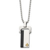Lex & Lu Chisel Stainless Steel Yellow & Black Plated Dog Tag Necklace 20'' - Lex & Lu