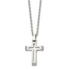 Lex & Lu Chisel Stainless Steel Polished and Brushed Cut-out Cross Necklace 20'' - 3 - Lex & Lu
