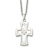 Lex & Lu Chisel Stainless Steel Mother Of Pearl Cross Necklace 22'' LAL39762 - Lex & Lu