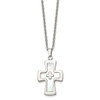 Lex & Lu Chisel Stainless Steel Mother Of Pearl Cross Necklace 22'' LAL39762 - 3 - Lex & Lu