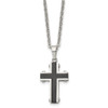 Lex & Lu Chisel Stainless Steel Black Plated Cross Necklace 22'' LAL39767 - Lex & Lu