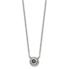 Lex & Lu Chisel Stainless Steel Polished Black CZ Circle Necklace 18'' - 3 - Lex & Lu
