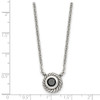 Lex & Lu Chisel Stainless Steel Polished Black CZ Circle Necklace 18'' - 5 - Lex & Lu