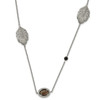 Lex & Lu Chisel Stainless Steel Polished Smoky Quartz/Black Onyx Necklace 32'' - Lex & Lu