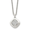 Lex & Lu Chisel Stainless Steel Polished CZ Square Necklace 18'' - Lex & Lu
