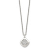 Lex & Lu Chisel Stainless Steel Polished CZ Square Necklace 18'' - 3 - Lex & Lu