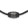 Lex & Lu Chisel Stainless Steel Black Plated Leather Cord Necklace 20'' - Lex & Lu