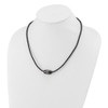 Lex & Lu Chisel Stainless Steel Black Plated Leather Cord Necklace 20'' - 4 - Lex & Lu