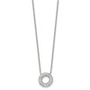 Lex & Lu Chisel Stainless Steel Polished Circle w/CZs Necklace 18.25'' - 3 - Lex & Lu