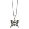 Lex & Lu Chisel Stainless Steel Butterfly Necklace 20'' - 3 - Lex & Lu