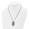 Lex & Lu Chisel Stainless Steel Antiqued Brushed w/Black CZ Necklace 20'' - 4 - Lex & Lu