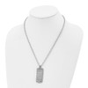 Lex & Lu Chisel Stainless Steel Polished and Satin w/Black CZ Necklace 20'' - 4 - Lex & Lu