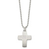 Lex & Lu Chisel Stainless Steel & Brushed CZ Cross Necklace 22'' LAL39881 - 3 - Lex & Lu