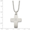 Lex & Lu Chisel Stainless Steel & Brushed CZ Cross Necklace 22'' LAL39881 - 5 - Lex & Lu