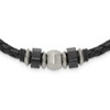 Lex & Lu Chisel Stainless Steel Leather Blk Plated & Rubber Necklace 19.25'' - Lex & Lu