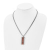 Lex & Lu Chisel Stainless Steel Polished Wood Inlay Enameled Necklace 20'' - 4 - Lex & Lu