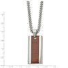 Lex & Lu Chisel Stainless Steel Red/Orange Wood Inlay Enameled Necklace 20'' - 3 - Lex & Lu